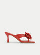 CORAL THIN-HEEL SANDAL WITH DECORATIVE FLOWER