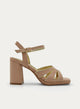 SANDALIA BEIGE DE TACÓN ANCHO CON PULSERA AL TOBILLO