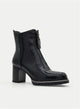 BOTINES NEGROS CON TACÓN ANCHO Y CREMALLERA FRONTAL