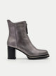 BOTINES PLOMO CON TACÓN ANCHO Y CREMALLERA FRONTAL