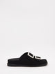 Sandalias planas negras con hebillas brillantes