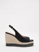 Black jute wedge sandals
