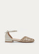 SANDALIA BEIGE CON TIRAS DE PEDRERÍA Y PULSERA