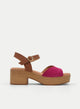 SANDALIA DE PIEL FUCSIA CON PULSERA Y TACÓN ANCHO