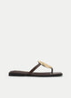 BROWN FLIP-FLOP WITH METALLIC GOLD DETAIL AND LEATHER SOLE