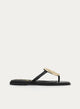 BLACK FLIP-FLOP WITH METALLIC GOLD DETAIL AND LEATHER SOLE