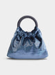 BORSA A MANO BLU CON MANICO TONDO.