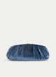 Blue Velvet Ruched Chain Party Clutch
