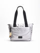 Quilted silver tote bag