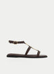 SANDALIAS PLANAS MARRONES DORADAS