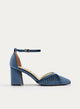 ZAPATOS DE SALÓN DE TERCIOPELO GRIS CON CORREA