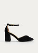ZAPATOS DE SALÓN DE TERCIOPELO NEGRO CON CORREA AL TOBILLO