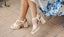 Sandalias de tacón con plataforma de yute y tiras beige