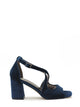 Sandalo in velluto color turchese per donna.