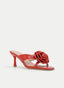 SANDALIA CORAL DE TACÓN FINO CON FLOR DECORATIVA