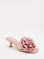 Pink Satin Heel Mules with Flower