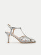 SANDALIAS PLATA TACÓN MEDIO TIRAS