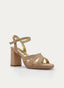 SANDALIA BEIGE DE TACÓN ANCHO CON PULSERA AL TOBILLO