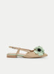 BAILARINA DESTALONADA BEIGE CON FLOR VERDE