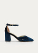 ZAPATOS DE SALÓN DE TERCIOPELO AZUL CON CORREA