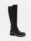 Black cane boot with wide heel