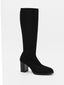 Black high elastic boot with square heel