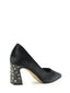 Zapato de salón negro terciopelo y tacón de pedredría
