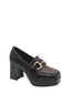 Platform loafer with coconut and snake print in black
