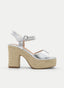 SANDALIAS DE TACÓN PLATA CON PLATAFORMA DE YUTE