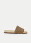 SANDALIAS PLANAS DORADAS CON TIRA ANCHA DE BRILLO