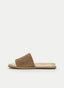 SANDALIAS PLANAS DORADAS CON TIRA ANCHA DE BRILLO