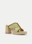 SANDALIAS DE TACÓN VERDE CON PLATAFORMA DE YUTE Y DISEÑO TRENZADO