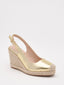 Gold wedges with jute platform