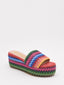 Multicolored coral woven wedges