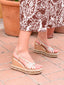 Sandalias doradas de plataforma con pedrería