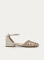 SANDALIA BEIGE CON TIRAS DE PEDRERÍA Y PULSERA