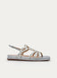 SANDALIA PLANA PLATEADA CON TIRAS DE PEDRERÍA