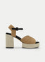 SANDALIA CAMEL CON PLATAFORMA Y CONTRASTE NEGRO