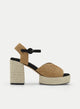 SANDALIA CAMEL CON PLATAFORMA Y CONTRASTE NEGRO