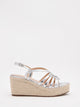 Silver wedges with crisscross straps for women