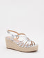 Silver wedges with crisscross straps for women