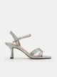 Silver Strappy Sandal with Thin Heel