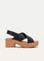 SANDALIAS DE TACÓN ANCHO NEGRAS DE PIEL