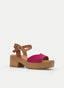 SANDALIA DE PIEL FUCSIA CON PULSERA Y TACÓN ANCHO