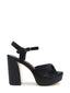 Black velvet platform sandal