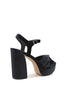 Black velvet platform sandal