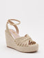 Golden braided wedges with jute platform