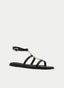 SANDALIAS PLANAS NEGRAS DORADAS