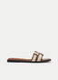 SANDALIA PLANA CAMEL Y BEIGE TIRAS CRUZADAS