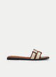 SANDALIA PLANA CAMEL Y BEIGE TIRAS CRUZADAS